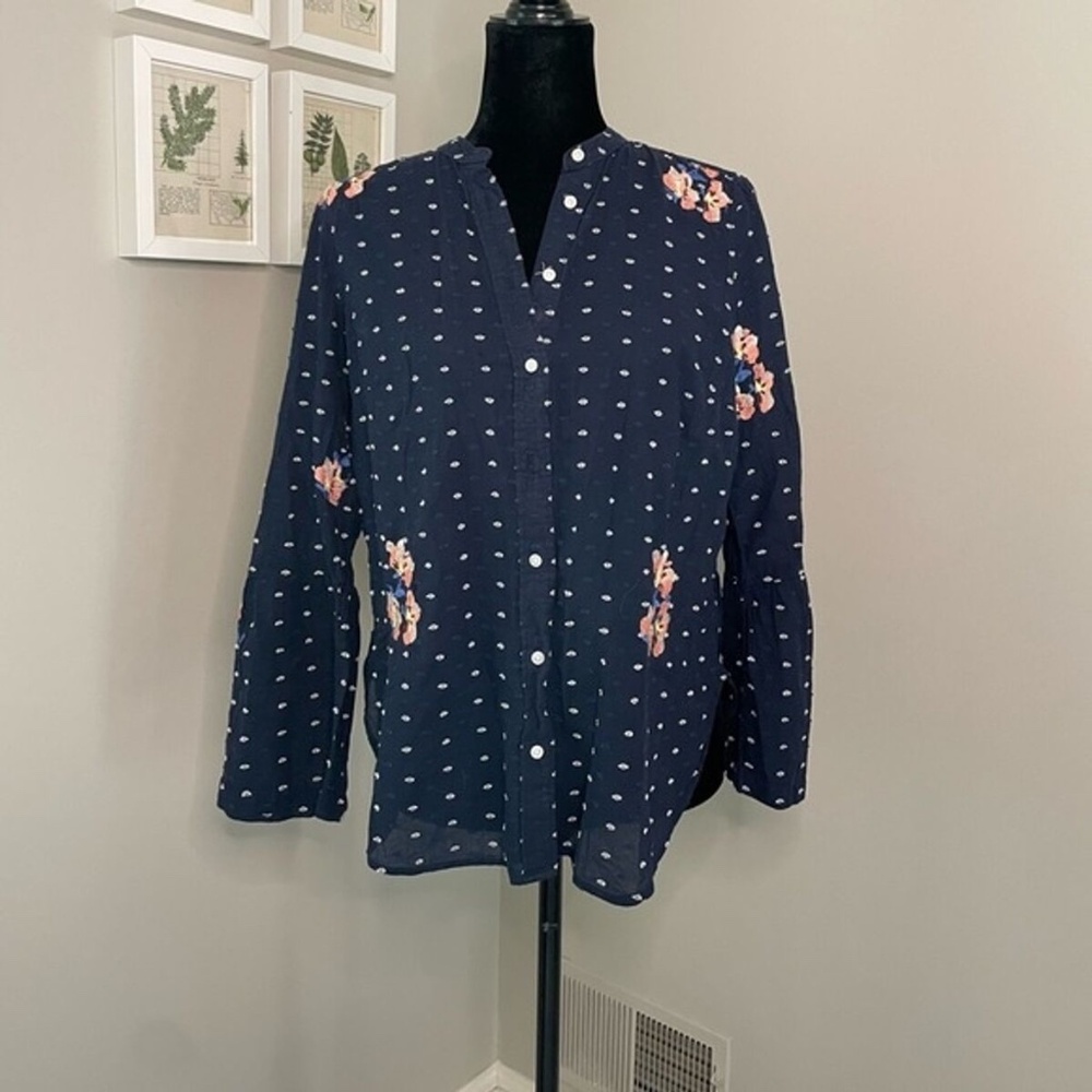 LOFT Blue and Pink Blouse Elegant Top